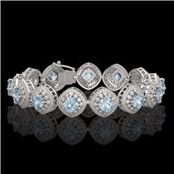 32.95 ctw Aquamarine & Diamond Victorian Bracelet 14K White Gold - REF-982H2R