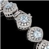 Image 3 : 32.95 ctw Aquamarine & Diamond Victorian Bracelet 14K White Gold - REF-982H2R
