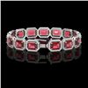 Image 2 : 36.51 ctw Tourmaline & Diamond Micro Pave Halo Bracelet 10k White Gold - REF-1181H8R