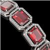 Image 3 : 36.51 ctw Tourmaline & Diamond Micro Pave Halo Bracelet 10k White Gold - REF-1181H8R