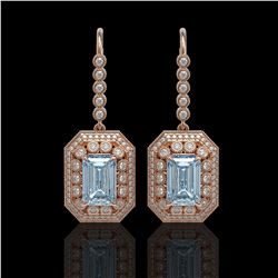 11.32 ctw Aquamarine & Diamond Victorian Earrings 14K Rose Gold - REF-327W3H