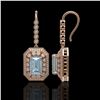 Image 2 : 11.32 ctw Aquamarine & Diamond Victorian Earrings 14K Rose Gold - REF-327W3H