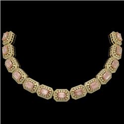 52.65 ctw Morganite & Diamond Victorian Bracelet 14K Yellow Gold - REF-1818N4F