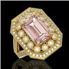 Image 1 : 6.08 ctw Certified Morganite & Diamond Victorian Ring 14K Yellow Gold - REF-226K4Y