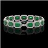 Image 2 : 38.61 ctw Emerald & Diamond Micro Pave Halo Bracelet 10k White Gold - REF-456F5M