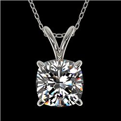 1 ctw Certified VS/SI Quality Cushion Cut Diamond Necklace 10k White Gold - REF-239K3Y