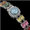 Image 3 : 20.67 ctw Sapphire & Diamond Bracelet 14K White Gold - REF-289A5N