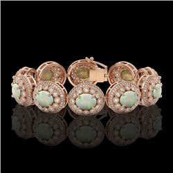 40.37 ctw Certified Opal & Diamond Victorian Bracelet 14K Rose Gold - REF-1402M4G