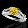 Image 1 : 1.25 ctw Certified SI Intense Yellow Diamond Antique Ring 10k White Gold - REF-184W3H