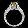 Image 2 : 1.25 ctw Certified SI Intense Yellow Diamond Antique Ring 10k White Gold - REF-184W3H