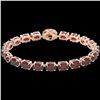 Image 2 : 19.25 ctw Garnet & Diamond Eternity Micro Bracelet 14k Rose Gold - REF-107Y3X