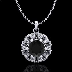 1.2 ctw Fancy Black Diamond Art Deco Micro Pave Necklace 18k White Gold - REF-82A8N