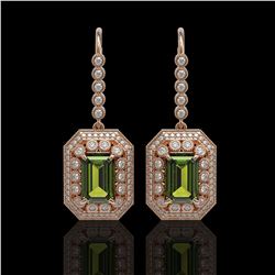 13.4 ctw Tourmaline & Diamond Victorian Earrings 14K Rose Gold - REF-375A3N