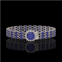31.91 ctw Sapphire & Diamond Bracelet 14K White Gold - REF-289G3W