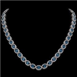33.25 ctw London Topaz & Diamond Micro Pave Halo Necklace 10k White Gold - REF-600G2W