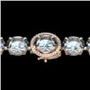 Image 1 : 60 ctw Aquamarine & Micro Pave Diamond Bracelet 14k Rose Gold - REF-945H5R