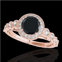 1.93 ctw Certified VS Black Diamond Solitaire Halo Ring 10k Rose Gold - REF-59A2N