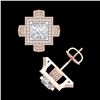 Image 3 : 2.75 ctw Princess VS/SI Diamond Micro Pave Stud Earrings 18k Rose Gold - REF-684K3Y