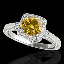 1.7 ctw Certified SI/I Fancy Intense Yellow Diamond Ring 10k White Gold - REF-211K4Y