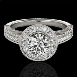 1.5 ctw Certified Diamond Solitaire Halo Ring 10k White Gold - REF-231K8Y