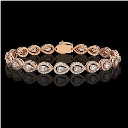7.29 ctw Pear Cut Diamond Micro Pave Bracelet 18K Rose Gold - REF-633W8H