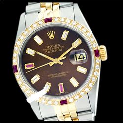 Rolex Ladies Two Tone 14K Gold/ss, Diam/Ruby Dial & Diam/Ruby Bezel, Sapphire Crystal