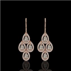 3.07 ctw Pear Cut Diamond Micro Pave Earrings 18K Rose Gold - REF-269X2A