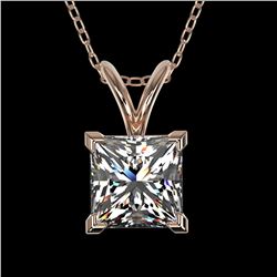 1 ctw Certified VS/SI Quality Princess Diamond Necklace 10k Rose Gold - REF-239F3M