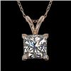 Image 1 : 1 ctw Certified VS/SI Quality Princess Diamond Necklace 10k Rose Gold - REF-239F3M