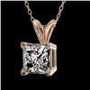 Image 2 : 1 ctw Certified VS/SI Quality Princess Diamond Necklace 10k Rose Gold - REF-239F3M