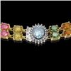 Image 3 : 43.68 ctw Sapphire & Diamond Necklace 14K Yellow Gold - REF-527F3M