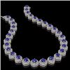 Image 2 : 82.17 ctw Sapphire & Diamond Victorian Necklace 14K White Gold - REF-1800R2K