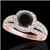 Image 1 : 2 ctw Certified VS Black Diamond Solitaire Halo Ring 10k Rose Gold - REF-76F5M
