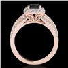 Image 2 : 2 ctw Certified VS Black Diamond Solitaire Halo Ring 10k Rose Gold - REF-76F5M