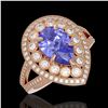 Image 1 : 4.52 ctw Certified Tanzanite & Diamond Victorian Ring 14K Rose Gold - REF-245N5F