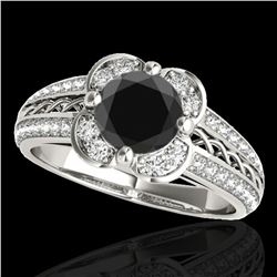 2.05 ctw Certified VS Black Diamond Solitaire Halo Ring 10k White Gold - REF-76X4A