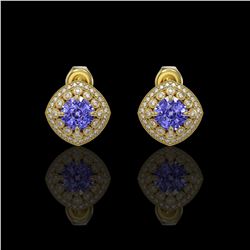 5.09 ctw Tanzanite & Diamond Victorian Earrings 14K Yellow Gold - REF-152N5F