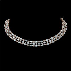 38.99 ctw Sky Topaz & Diamond Necklace 10K Rose Gold - REF-427Y3X
