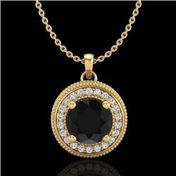 1.25 ctw Fancy Black Diamond Art Deco Stud Necklace 18k Yellow Gold - REF-89R3K