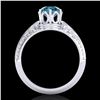 Image 3 : 1 ctw Intense Blue Diamond Engagment Art Deco Ring 18k White Gold - REF-180G2W