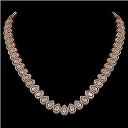 34.83 ctw Pear Cut Diamond Micro Pave Necklace 18K Rose Gold - REF-4761G8W