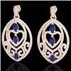 Image 1 : 7 ctw Tanzanite & Micro Pave Diamond Heart Earrings 14k Rose Gold - REF-418F2M