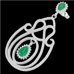 6.40 ctw Emerald & Micro Pave VS/SI Diamond Earrings 14k White Gold - REF-381X8A
