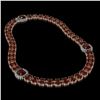 Image 2 : 33.54 ctw Garnet & Diamond Necklace 14K Rose Gold - REF-527M3G