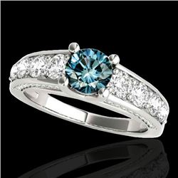 2.55 ctw SI Certified Fancy Blue Diamond Solitaire Ring 10k White Gold - REF-190M9G