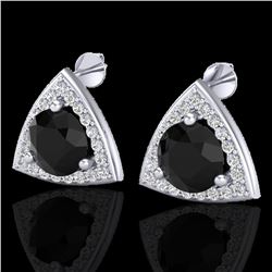 3.50 ctw Micro Pave Black Diamond Stud Earrings 18k White Gold - REF-136Y4X