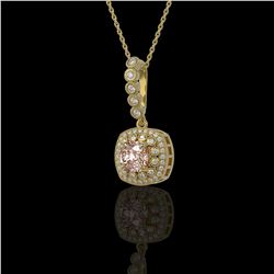 2.15 ctw Morganite & Diamond Victorian Necklace 14K Yellow Gold - REF-86W8H