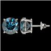 Image 2 : 4 ctw Certified Intense Blue Diamond Stud Earrings 10k White Gold - REF-556Y3X