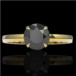2 ctw Black Diamond Designer Engagment Ring 18k Yellow Gold - REF-83Y6X