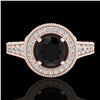Image 2 : 1.12 ctw Fancy Black Diamond Engagment Art Deco Ring 18k Rose Gold - REF-125W5H